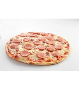Pizza frankfurt y bacon